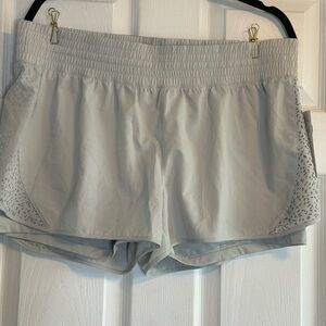 Mondetta Running Shorts Athletic Leopard Print Trim Activewear Gray L